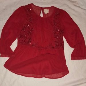 Maeve Red Beaded Top